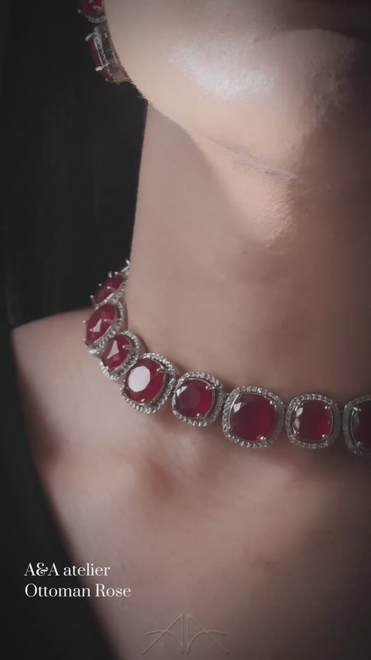Ottoman Rose (sterling silver Ruby jewellery set)